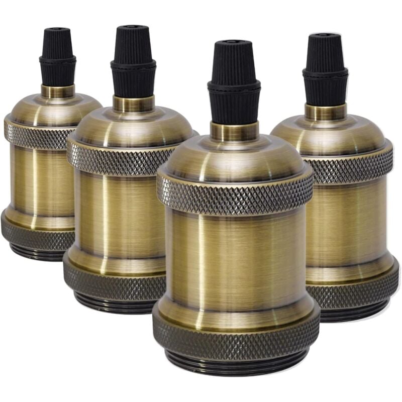 E27 Vintage Lamp Holder Ceramic Socket Adapter 4 Pieces Bronze with Braun Compatible V1188-TAL-MO-01287