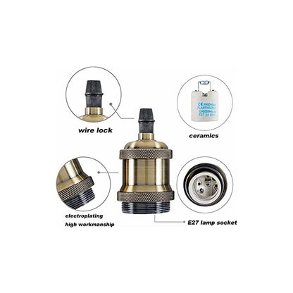 E27 Vintage Lamp Holder Ceramic Socket Adapter 4 Pieces Bronze with Braun Compatible V1188-TAL-MO-01287