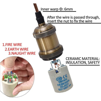 E27 Vintage Lamp Holder Ceramic Socket Adapter 4 Pieces Bronze with Braun Compatible V1188-TAL-MO-01287