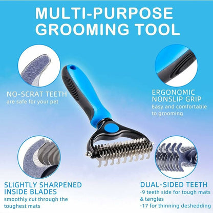 Professional Dog and Cat Dematting Comb for Long Hair Pets, Grooming Rake to Remove Undercoat V1188-TAL-SN-01143