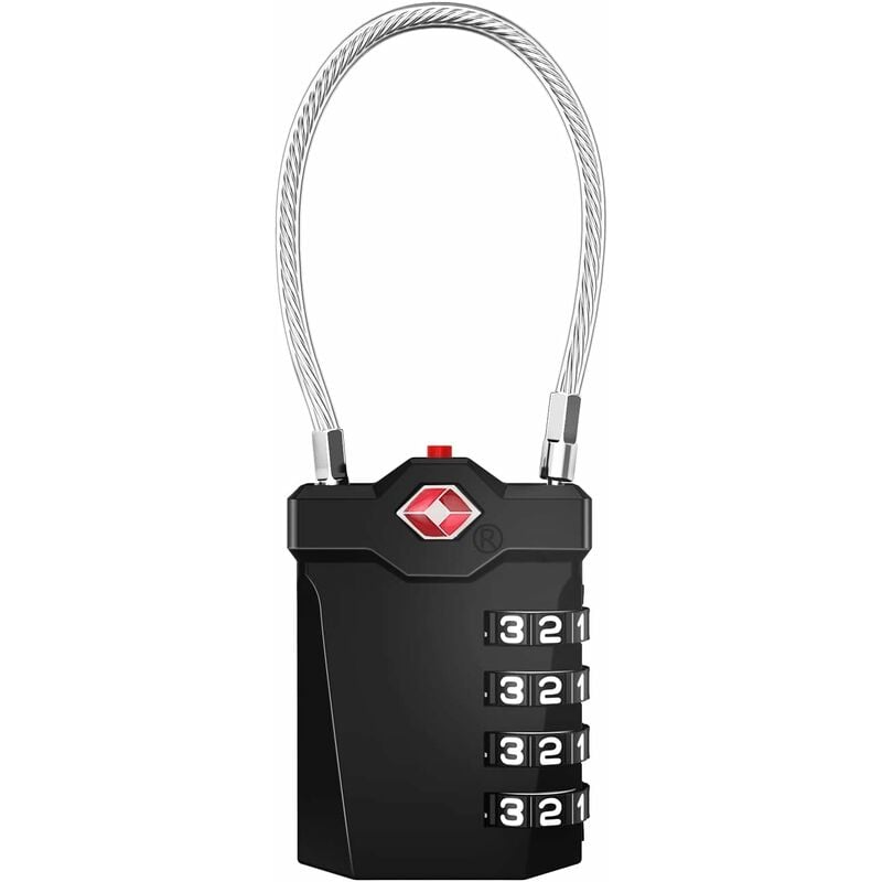 TSA Lock 4-Digit Combination Luggage Suitcase Alarm Anti-Theft Code with Opening Alarm Black 1 Piece V1188-TAL-SN-01197