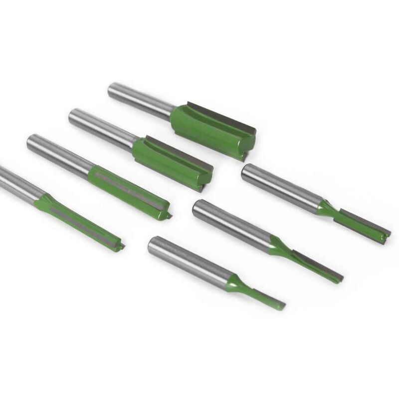 Straight Router Bit Set 6mm 7-Piece Woodworking Carbide with Bosch Makita V1188-TAL-SN-03288
