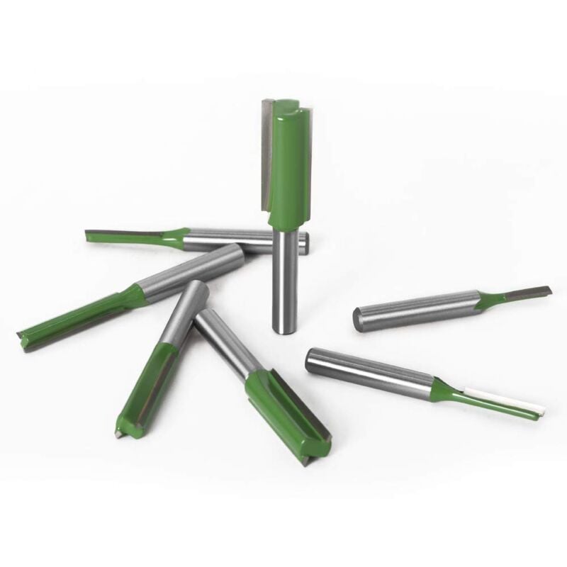 Straight Router Bit Set 6mm 7-Piece Woodworking Carbide with Bosch Makita V1188-TAL-SN-03288