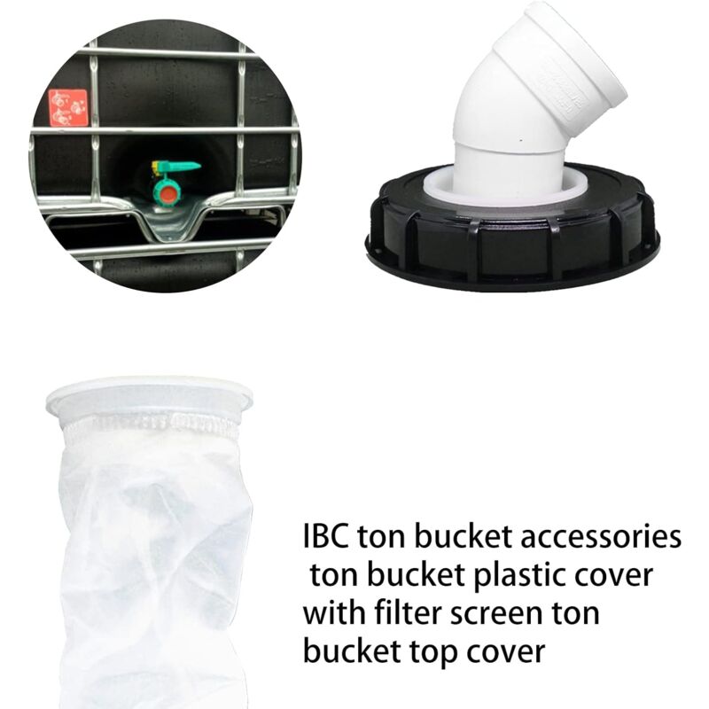 163mm Nylon Rainwater Filter with Lid, 45 degrees Inlet, Washable, Compatible with IBC Water Tank DN 150 V1188-TAL-SN-04343