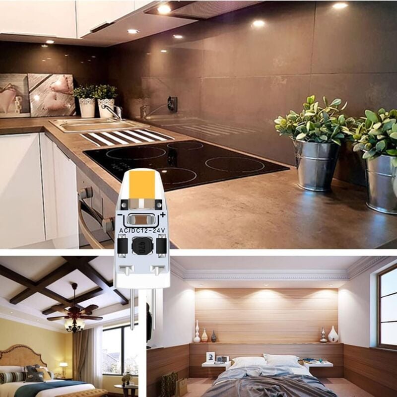 G4 LED Bulbs Warm White 3000K Dimmable 2W 12V-24V AC/DC 10-pack Replacement Compatible with Halogen Bulbs V1188-TAL-SN-05172