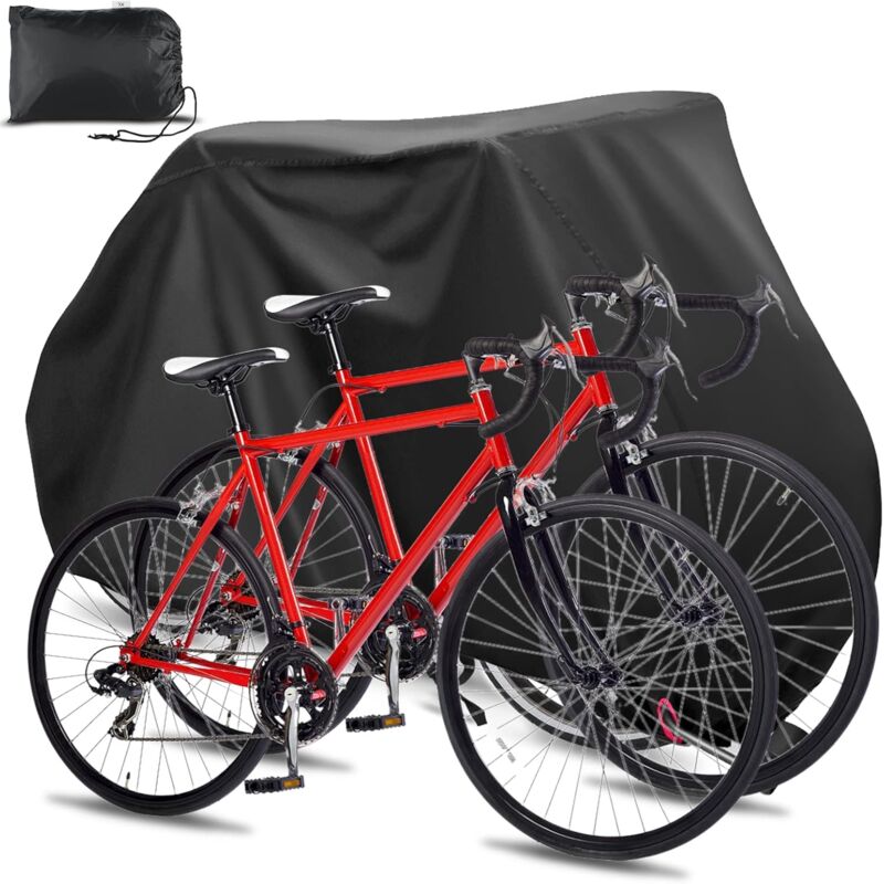 Bicycle Cover for 2 Bikes Waterproof Windproof 210D Oxford Storage Bag with Lock Holes Compatible with 56Vingt V1188-TAL-SN-05565