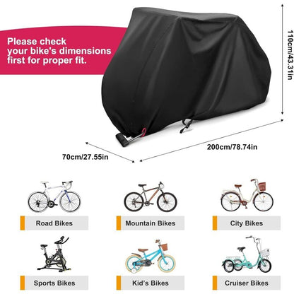 Bicycle Cover for 2 Bikes Waterproof Windproof 210D Oxford Storage Bag with Lock Holes Compatible with 56Vingt V1188-TAL-SN-05565