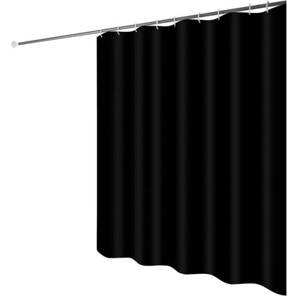 Waterproof Shower Curtain with Hooks - Anti-Mildew Washable Polyester Fabric - Black Bathroom Curtain V1188-TAL-SN-09948