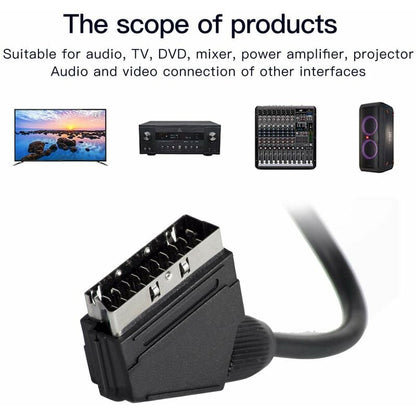 Scart to RCA Cable Male 1.5m Audio Video Adapter Compatible with TV DVD VCR V1188-TAL-SN-11261