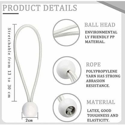 Elastic Rubber Straps with Balls for Marquees Tents Banners Tarpaulins 50 Pack V1188-TAL-SN-12223