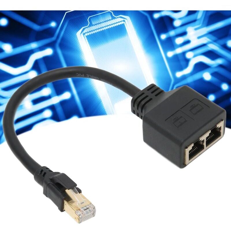 RJ45 Splitter Adapter 1 to 2 Port CAT8 Network Ethernet Splitter for Home Office V1188-TAL-SN-14511