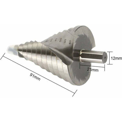 HSS Step Drill Bits 6-60mm for Metal Wood Plastic Spiral Cone Drill V1188-TAL-SN-14644