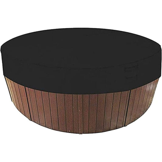 Round Pool Cover Sunshade, 100% UV Resistant Waterproof Spa Cover, 190T for Outdoor Spa Tub, 200x30cm (Black) V1188-TAL-SN-15792