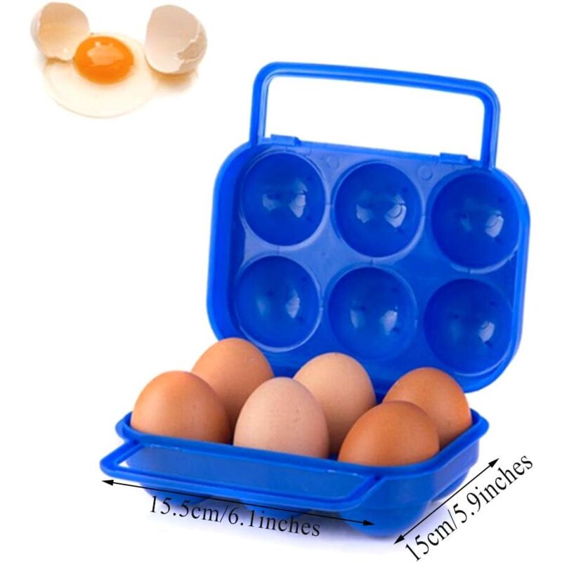 Portable Plastic Egg Carton Foldable 6 Compartments Large Capacity Egg Storage Box Holder Organizer for V1188-TAL-SN-15823