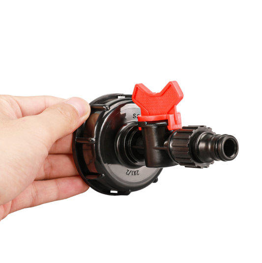 Accessories for 1000L IBC tanks: Adapter cap + 4-point butterfly faucet + black nipple (Teflon tape included) V1188-TAL-X00863