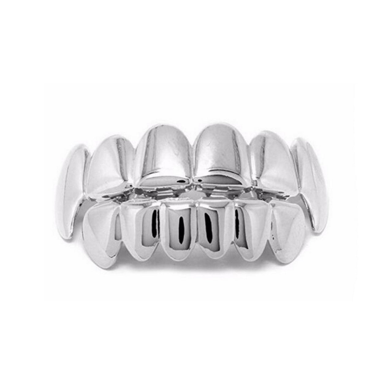 2-pack Silver Grillz Compatible with ASAP Hip Hop Bling Jewelry for Teeth V1188-TAL-X04048