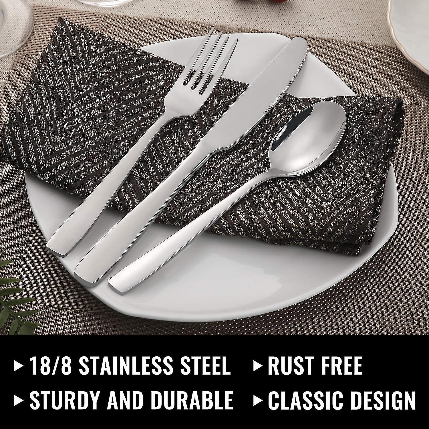 Stainless Steel Cutlery Set for 8 People with Steak Knives - 48 Pieces for Home, Kitchen, Restaurant V1188-TAL-Y200183