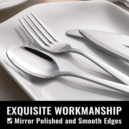 Stainless Steel Cutlery Set for 8 People with Steak Knives - 48 Pieces for Home, Kitchen, Restaurant V1188-TAL-Y200183