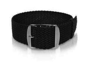 Perlon Bracelet 16 18 20mm XL Black Compatible with Swiss Brands V1188-TAL-Y300018-1