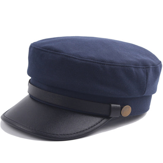 Military Caps Navy Blue Unisex Flat Top Captain Hat for Women Men Spring Autumn Fashion V1188-TAL-Y300142