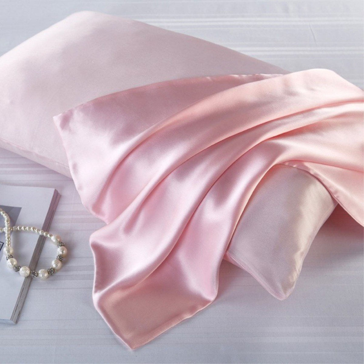 Satin Silk Pillowcase for Hair and Skin, Standard Size Pillowcase, 2-Pack, Super Soft Pillowcase with V1188-TAL-Y400175