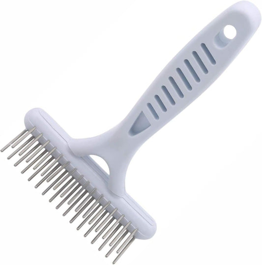 Dog Dematting Brush Undercoat Comb Self-Cleaning Double Row Metal Teeth for Loose Hair Removal Puppy Grooming V1188-TR101-03838-1