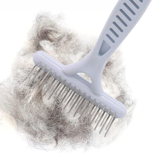 Dog Dematting Brush Undercoat Comb Self-Cleaning Double Row Metal Teeth for Loose Hair Removal Puppy Grooming V1188-TR101-03838-1