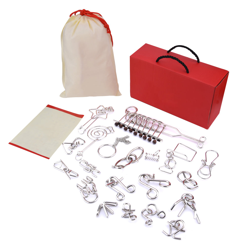 Wire Puzzle Set 20 Pack Metal IQ Brain Training Toys V1188-TR101-04043-1