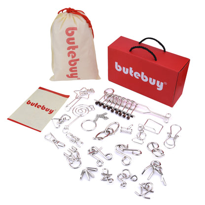 Wire Puzzle Set 20 Pack Metal IQ Brain Training Toys V1188-TR101-04043-1
