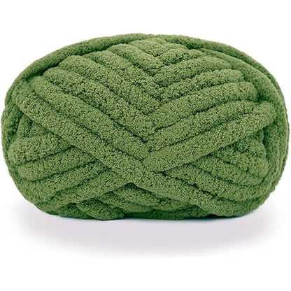 Large Jumbo Super Soft Chunky Knitted Chenille Yarn for Hand Crocheting Blankets - Olive Green V1188-TR101-06583-4