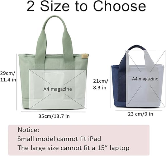 Multi-Pocket Tote Bag with Zipper, Canvas Handmade Handbag with Compartments, Multifunctional Satchel Bags V1188-TR101-07725-2