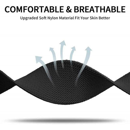 Compatible with Apple Watch 42/44/45/49 mm Adjustable Elastic Nylon Strap Black V1188-TR101-09685-1