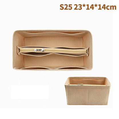 Bag Organizer Felt Fabric Insert 25 30 35 Makeup Handbag Khaki StyleC A V1188-TR101-10473-11