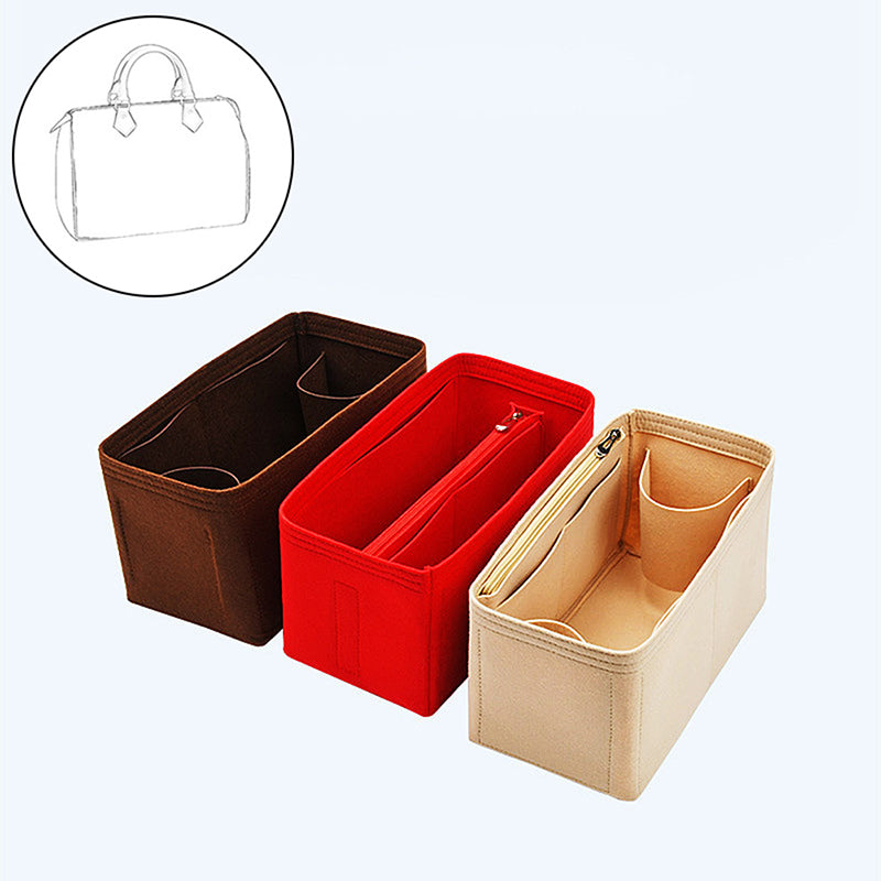 Bag Organizer Felt Fabric Insert 25 30 35 Makeup Handbag Khaki StyleC A V1188-TR101-10473-11