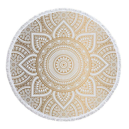 Round microfiber mandala beach towel hippie boho beach towel with tassels oversized wrap blanket tr V1188-TR101-14081-1