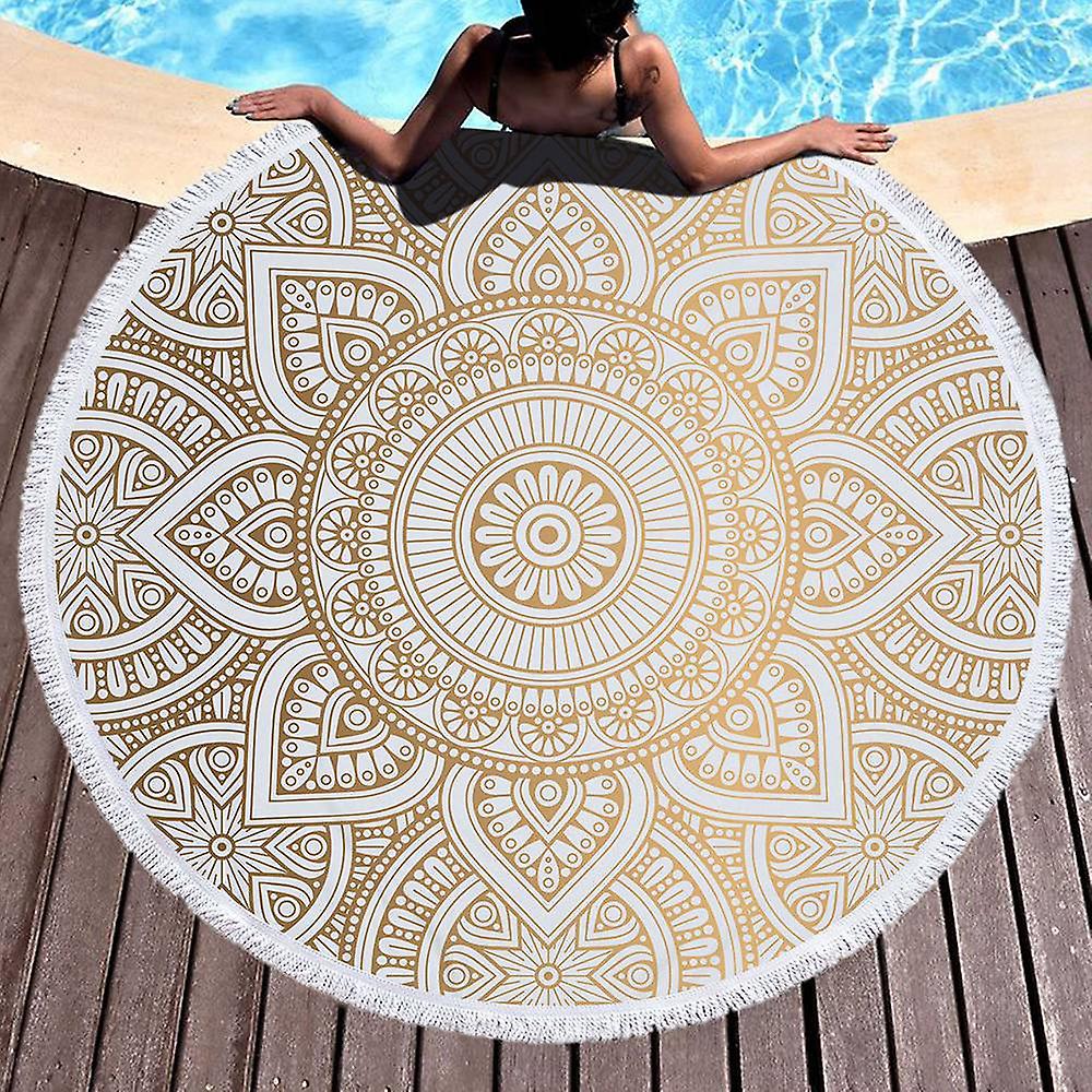 Round microfiber mandala beach towel hippie boho beach towel with tassels oversized wrap blanket tr V1188-TR101-14081-1