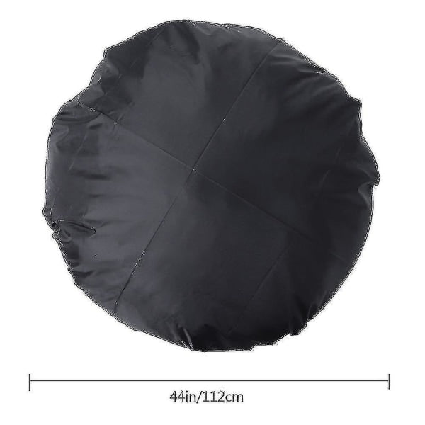 Outdoor Round Fire Pit Cover 112cm Waterproof Black Compatible with Patio V1188-TR101-15496-1
