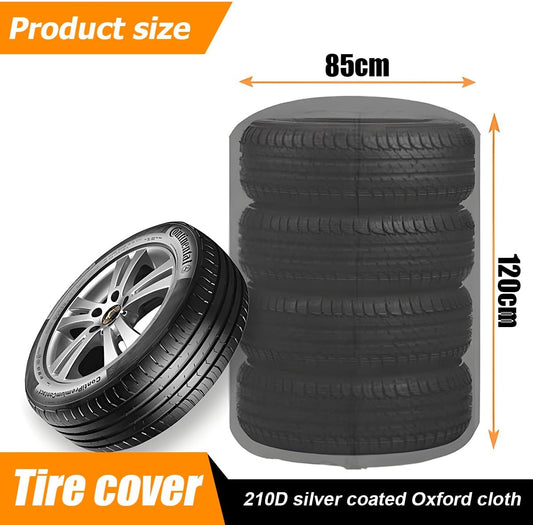 Tire Storage Cover, Universal Tire Cover for 4 Tires, Car Spare Tire Tire Storage Bag Case Protection (Silver) V1188-TR101-16598-1