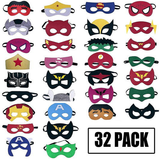 Superhero Masks 32 Pack Kids Party Favors Felt Elastic Masks V1188-TR101-16729-1