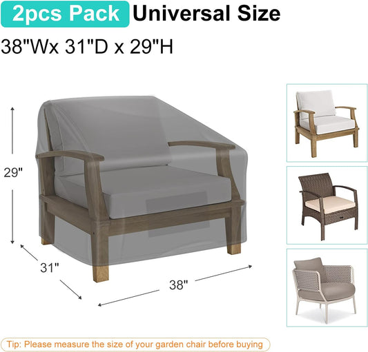 Garden Furniture Covers, Waterproof, 2-Pack, Lawn Mower Chair Covers 600D Heavy Duty Oxford Fabric, Large V1188-TR101-17277-1
