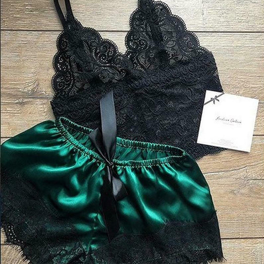 Sexy Transparent Pajamas for Women Dark Green XL, Stylish Strap Costume V1188-TR101-20710-9