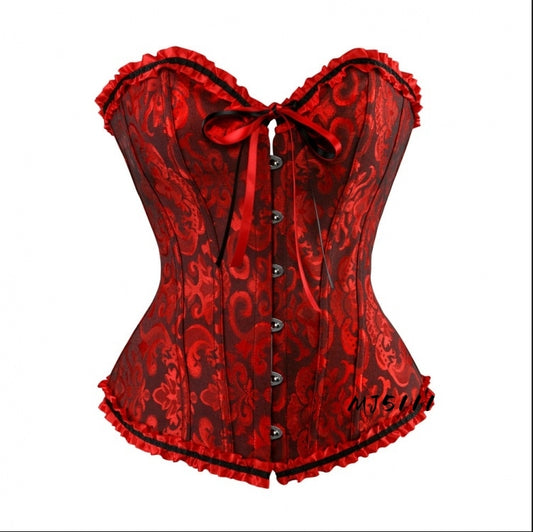 Corset MJ51 Black and Red Vest with European and American Palace Wedding Style, XS Size V1188-TR101-21457-4