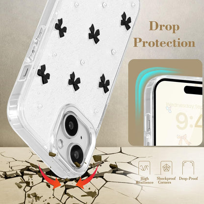 Compatible with iPhone 15 Plus, Bling Glitter 3D Bowknot Phone Case Cute Sparkly Crystal Clear Bowknot Slim V1188-TR101-21668-7