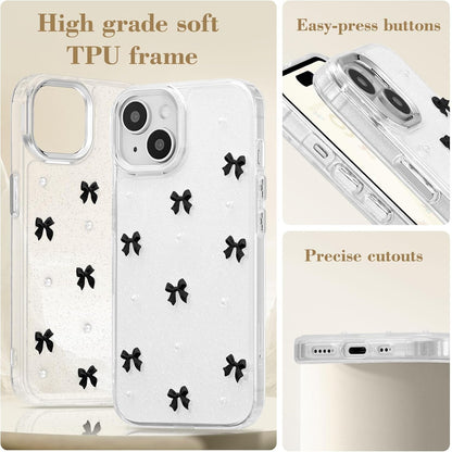 Compatible with iPhone 15 Plus, Bling Glitter 3D Bowknot Phone Case Cute Sparkly Crystal Clear Bowknot Slim V1188-TR101-21668-7