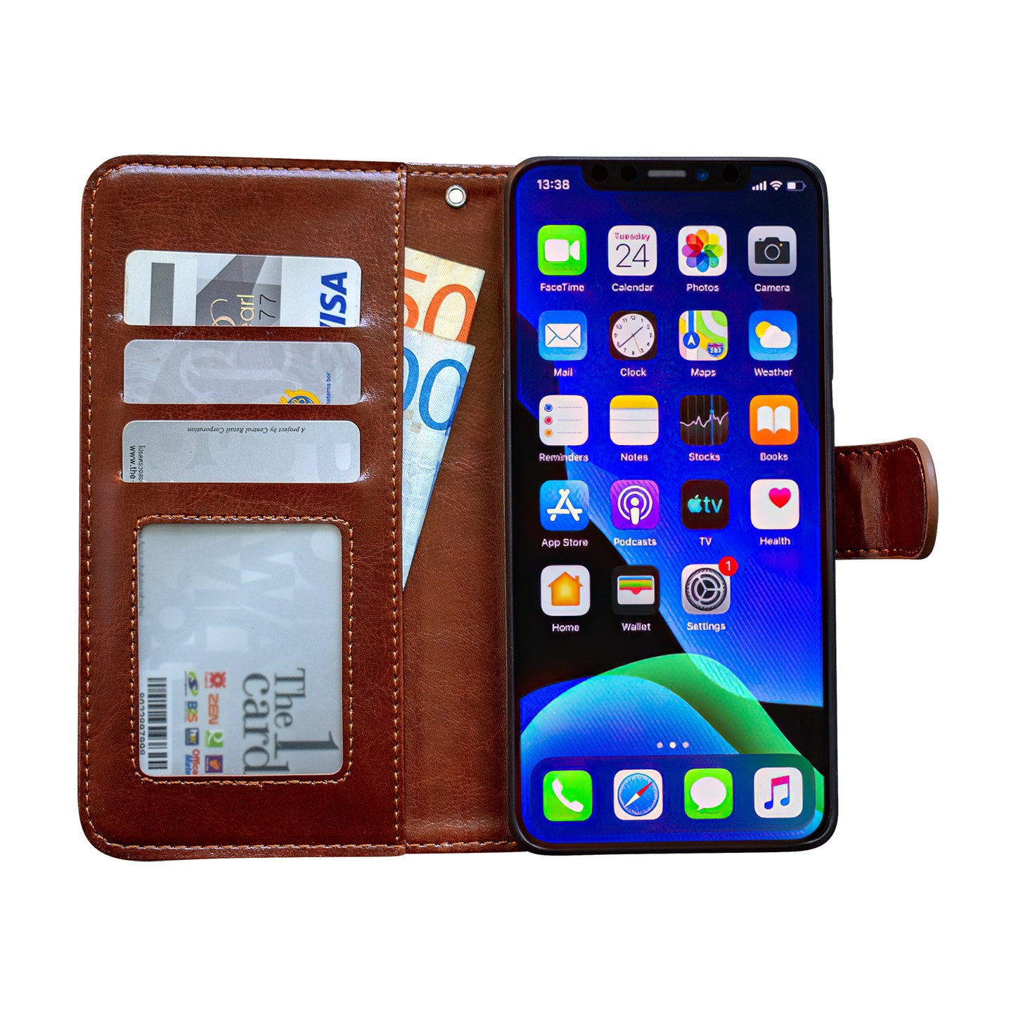 Leather Case for iPhone 12 Protection Brown V1188-TR101-22269-1