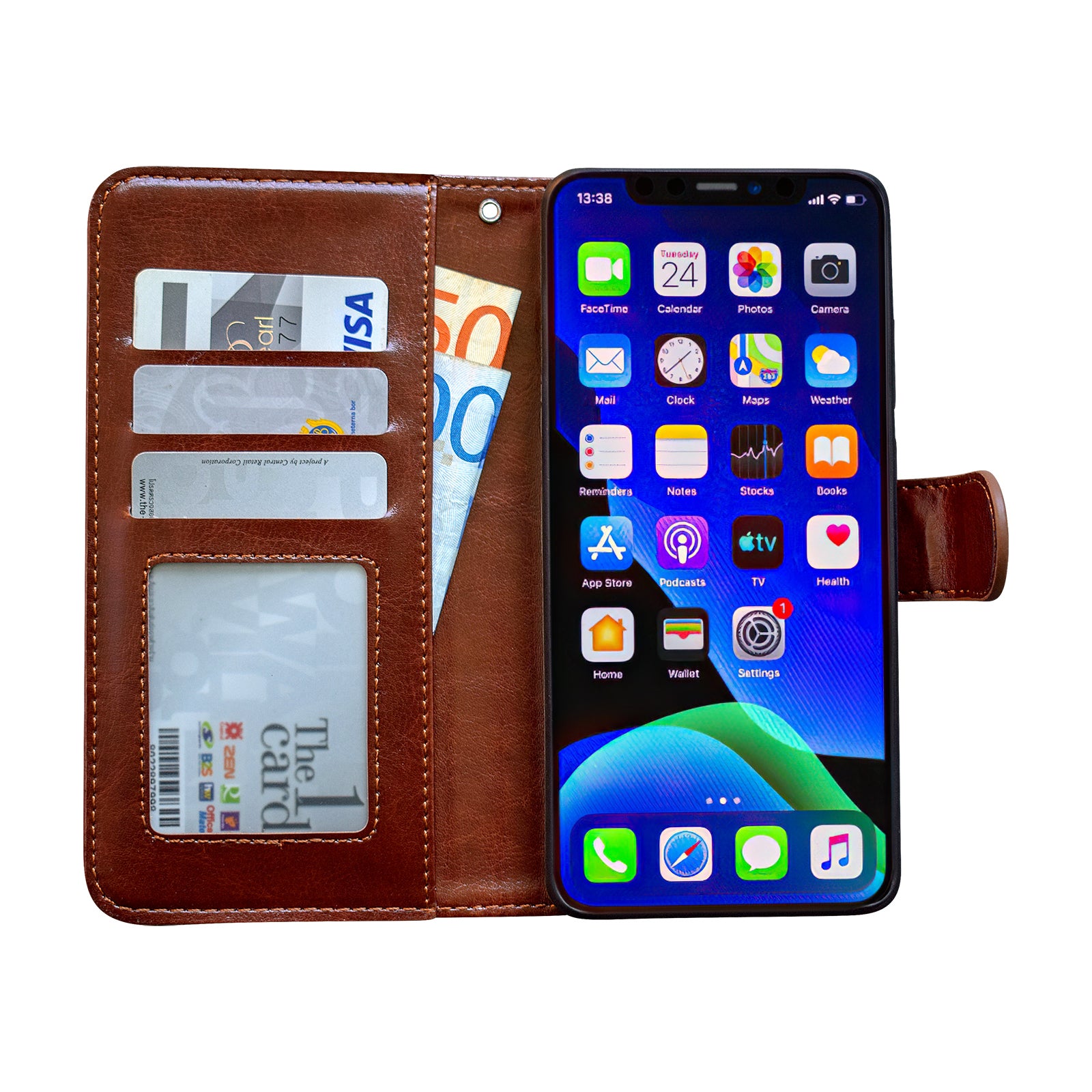 Leather Case for iPhone 12 Protection Brown V1188-TR101-22269-1