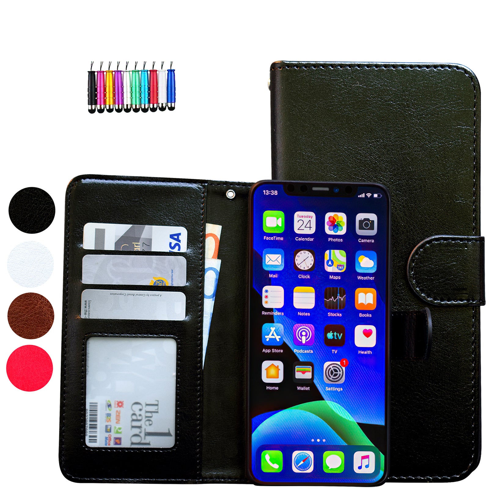 iPhone 12 Leather Case Protection Black Compatible with iPhone 12 V1188-TR101-22269-3