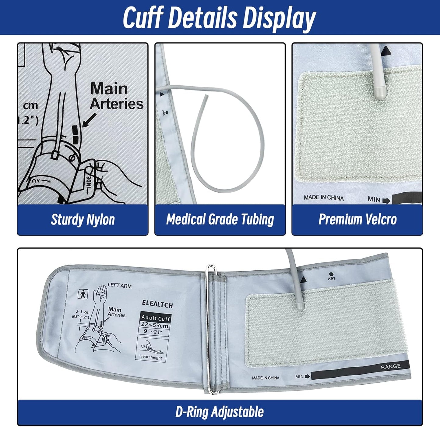 Omron Extra Large BP Cuff 22-53 cm Gray Replacement Cuff for Large ARM Compatible with Omron 9201d 21201d V1188-TR101-23731-1