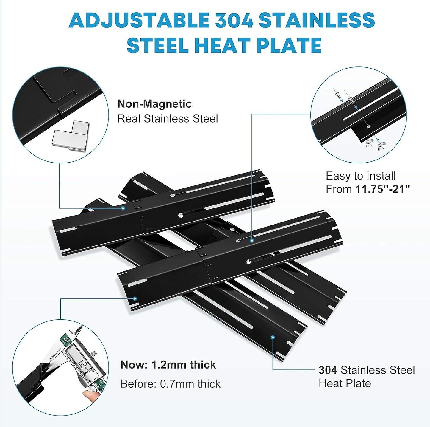 Adjustable Heat Spreaders 4pcs 30-53cm Heating Plate Set Compatible with Most Gas Grills V1188-TR101-23754-1
