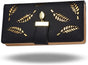 Women's Large Capacity Long Wallet Hollow Leaf Design Black V1188-TR101-24871-1